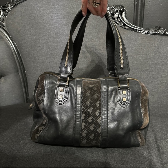 Black Leather and velvet duffle purse LAMB L.A.M.B. Gwen stefani - Picture 6 of 7